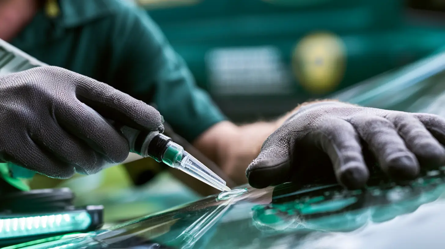 Chip Repair carried out by a mobile autoglass technician at a customer's driveway